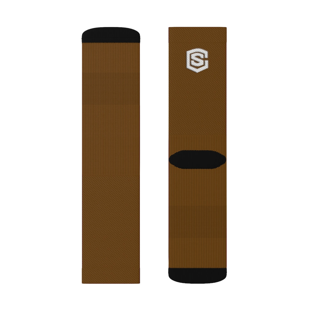 Brown Sublimation Socks White Logo