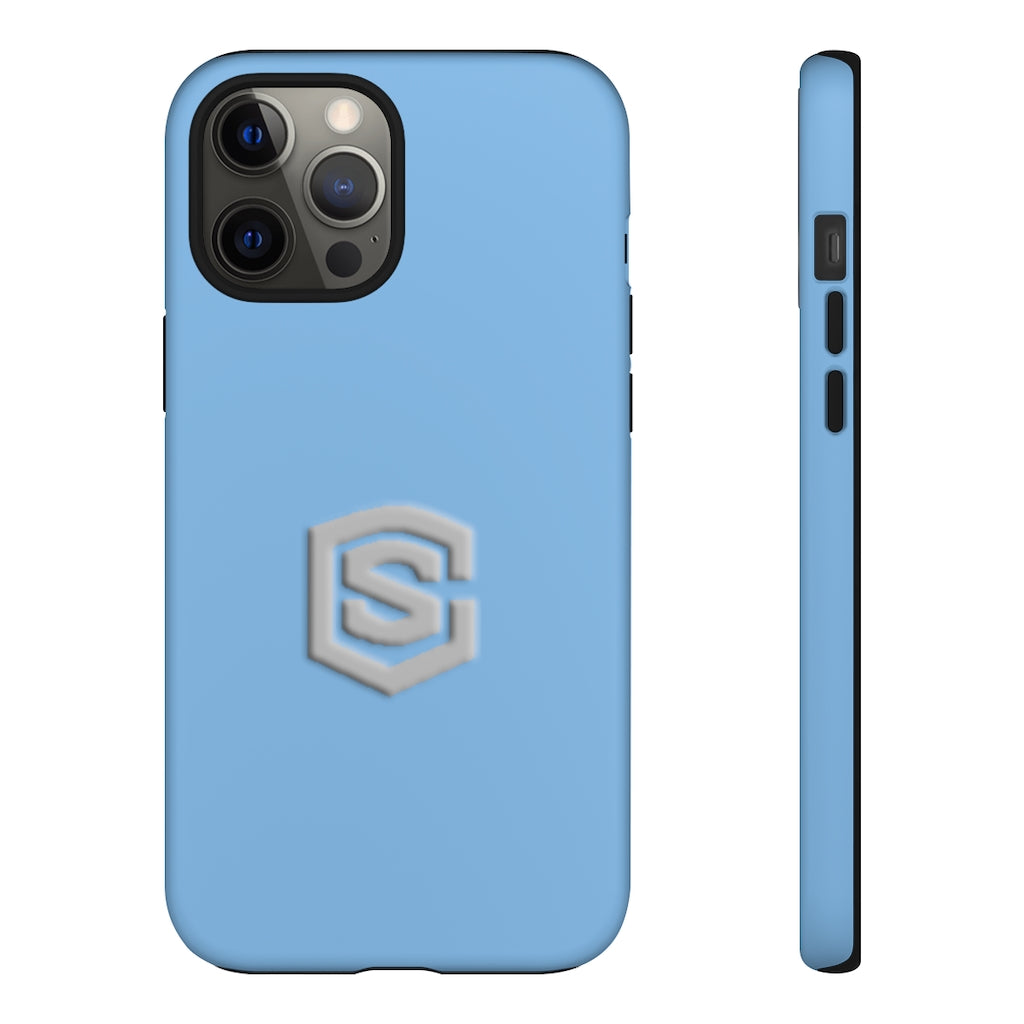 Blue Tough Cases Silver Logo