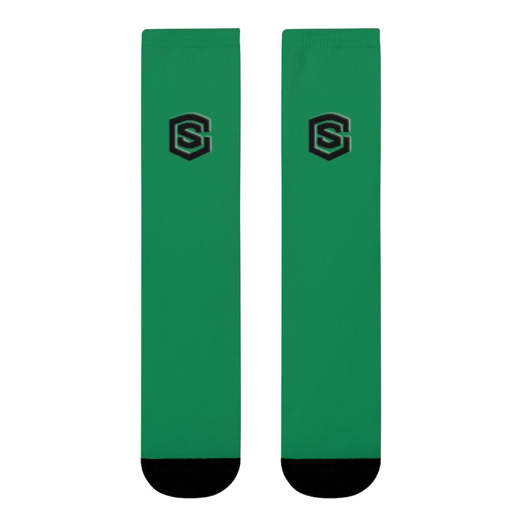 Green Sublimation Crew Socks (EU) Blue Logo