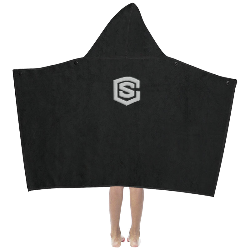 Black Kids' Hooded Bath Towels with Silver Logo Kids' Hooded Bath Towels