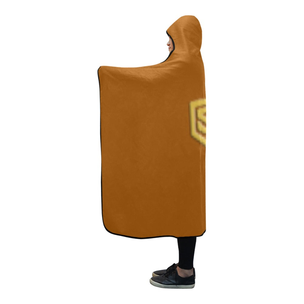 Brown Hooded Blanket 80"x56" with Gold Logo Hooded Blanket 80"x56"