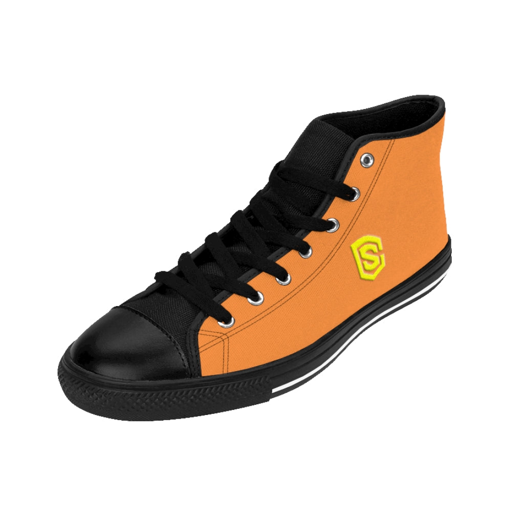 orange Men's High-top Sneakers - yellow logo