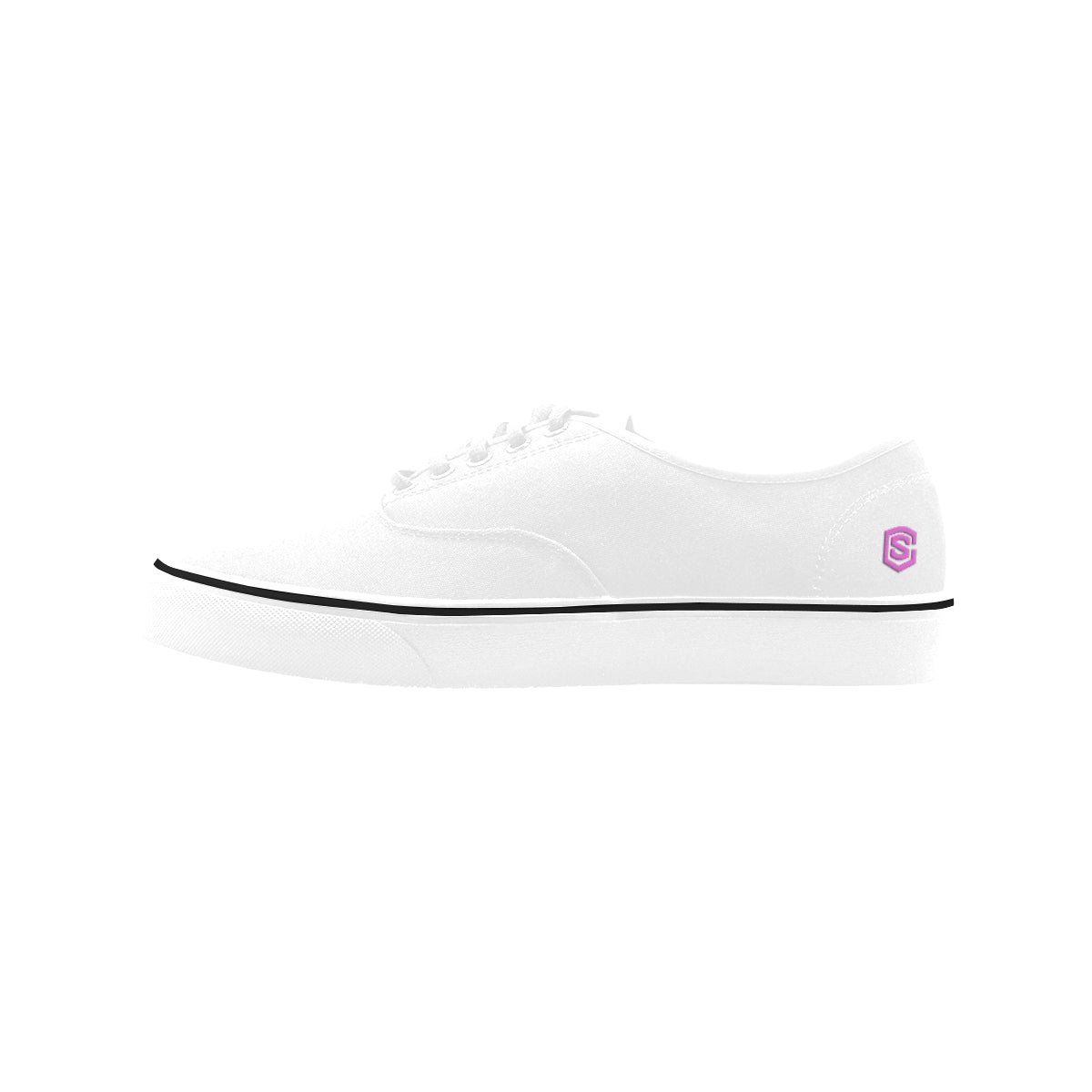 pink logo Classic Women's Canvas Low Top Shoes (Model E001-4)
