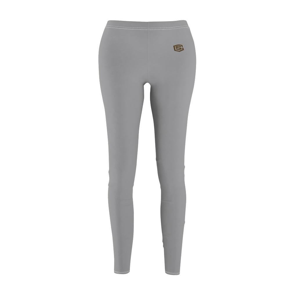 Grey Women's Cut & Sew Casual Leggings Brown logo