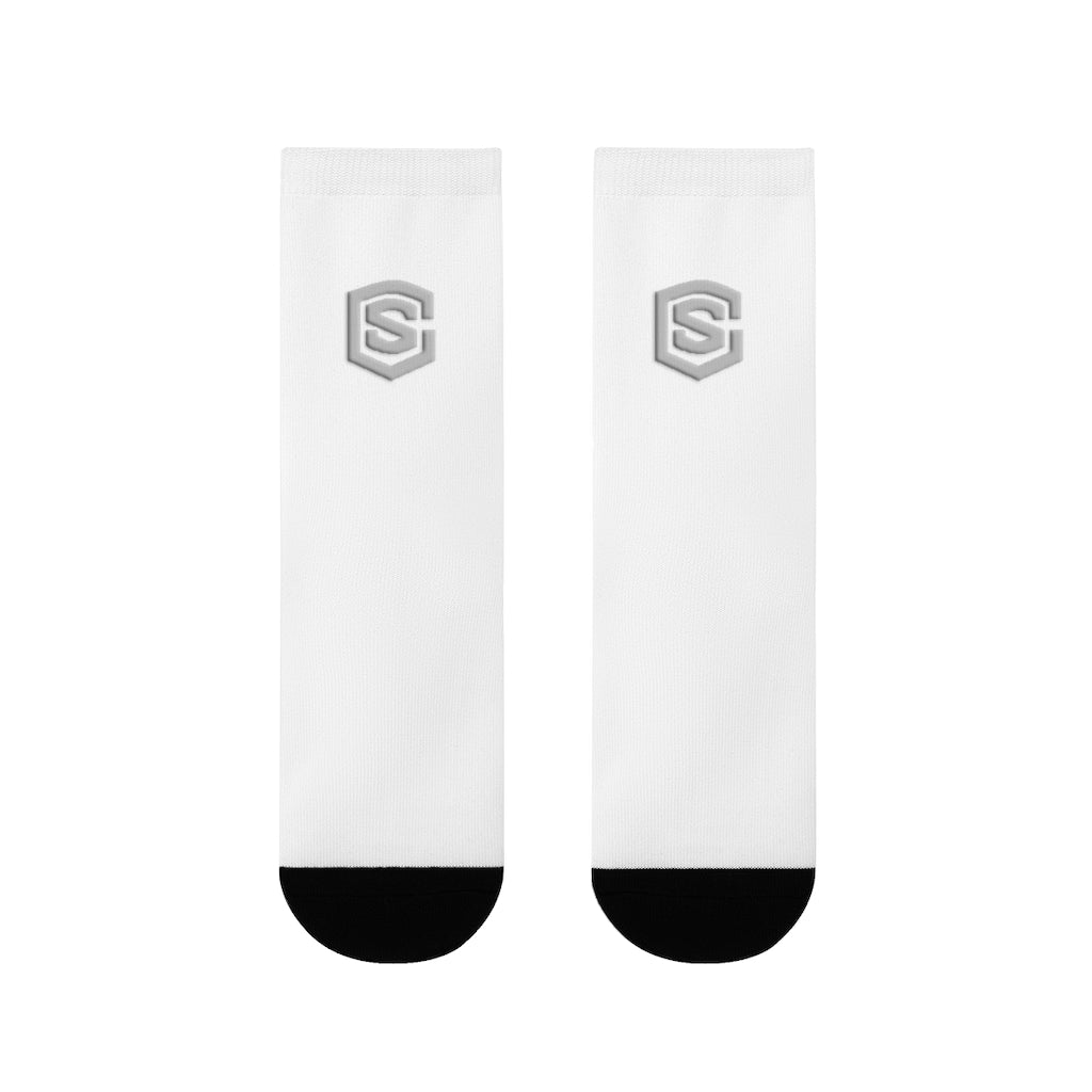 white Sublimation Crew Socks (EU) Silver Logo
