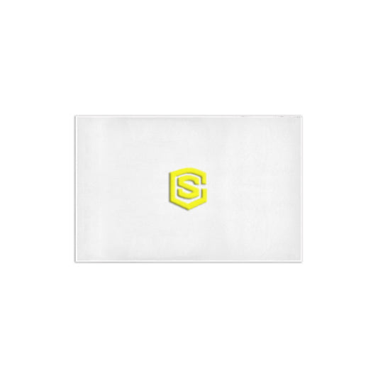 WHITE SMALL AREA RUG WITH YELLOW LOGO Area Rug 2.6' x 1.7'