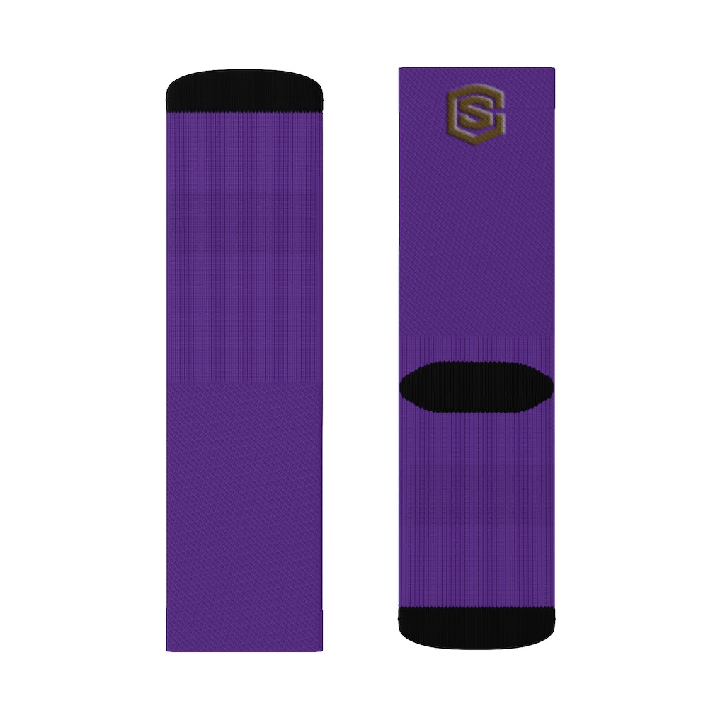 Purple Sublimation Socks Brown Logo