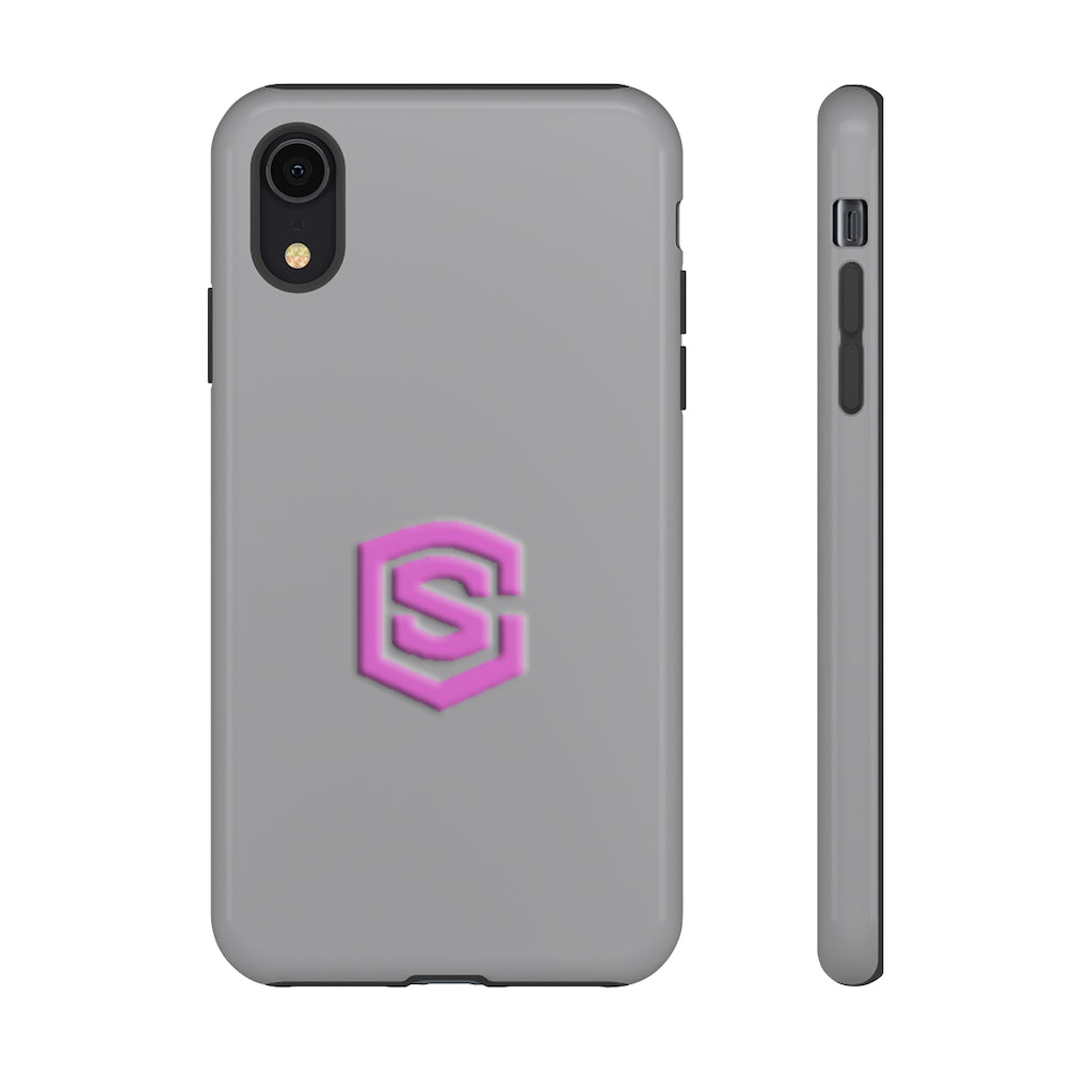 Grey Tough Cases Pink Logo
