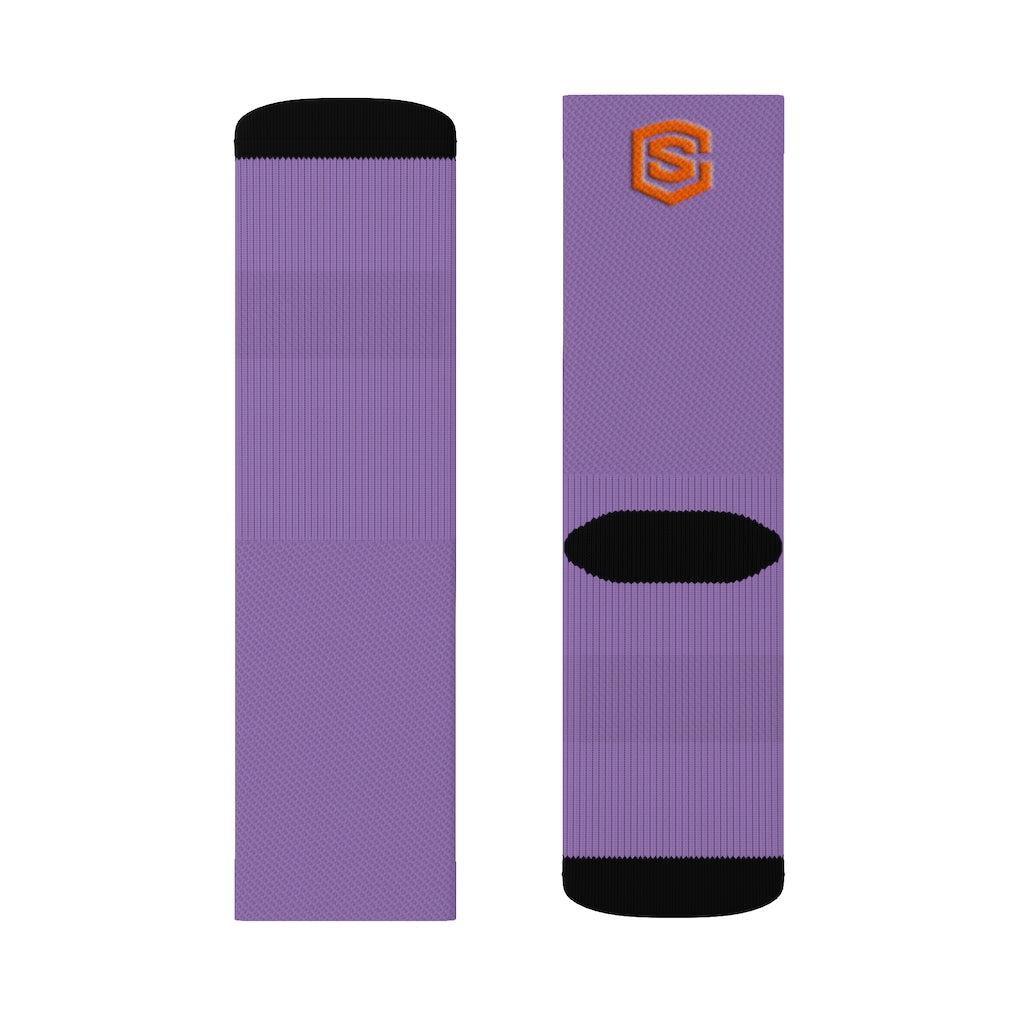 Light Purple Sublimation Socks Orange Logo