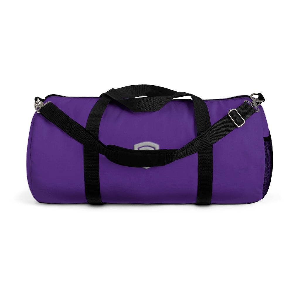 Purple Duffel Bag Silver Logo