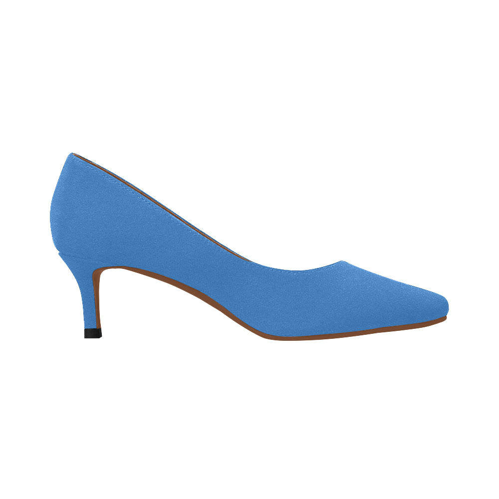 PURPLE Women's Pointed Toe Low Heel Pumps  blue log Women's Pointed Toe Low Heel Pumps (Model 053)