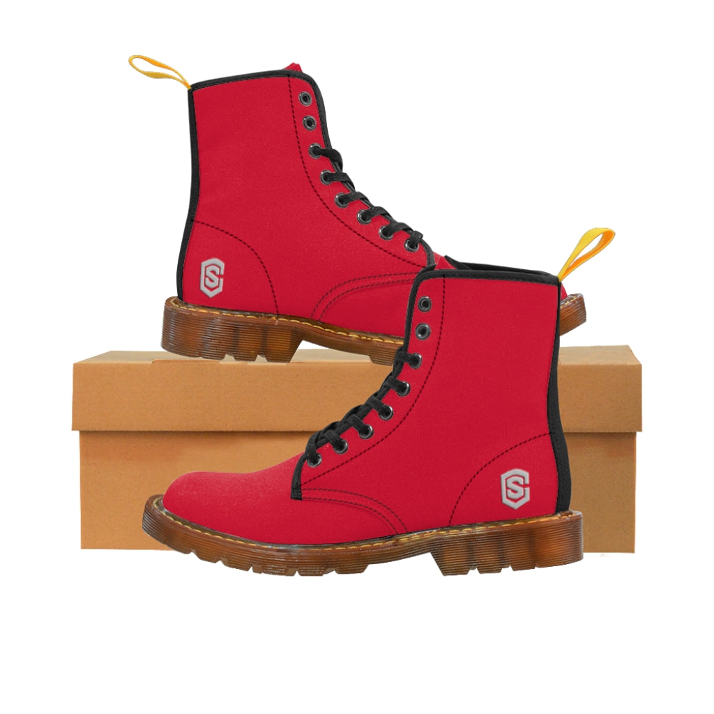 Red Men's Canvas Boots Silver Logo