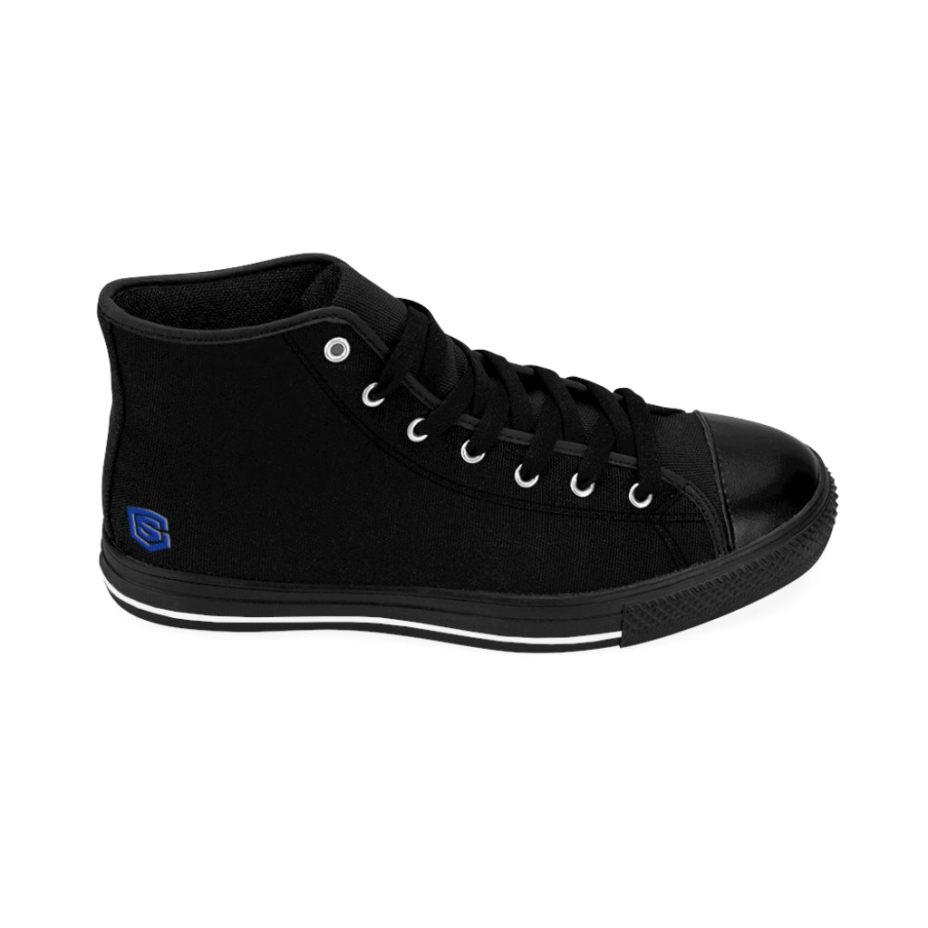 Black Women's High-top Sneakers Blue logo