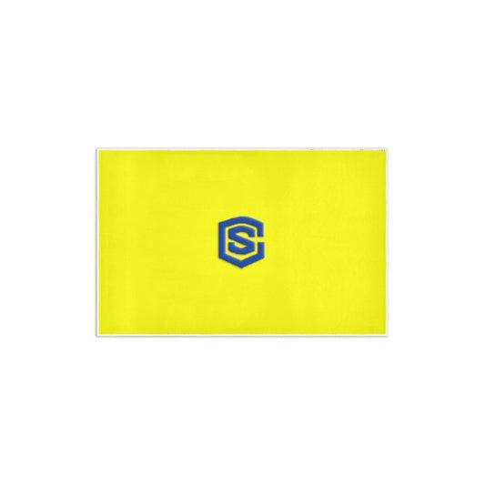 YELLOW SMALL AREA RUG WITH BLUE LOGO Area Rug 2.6' x 1.7'