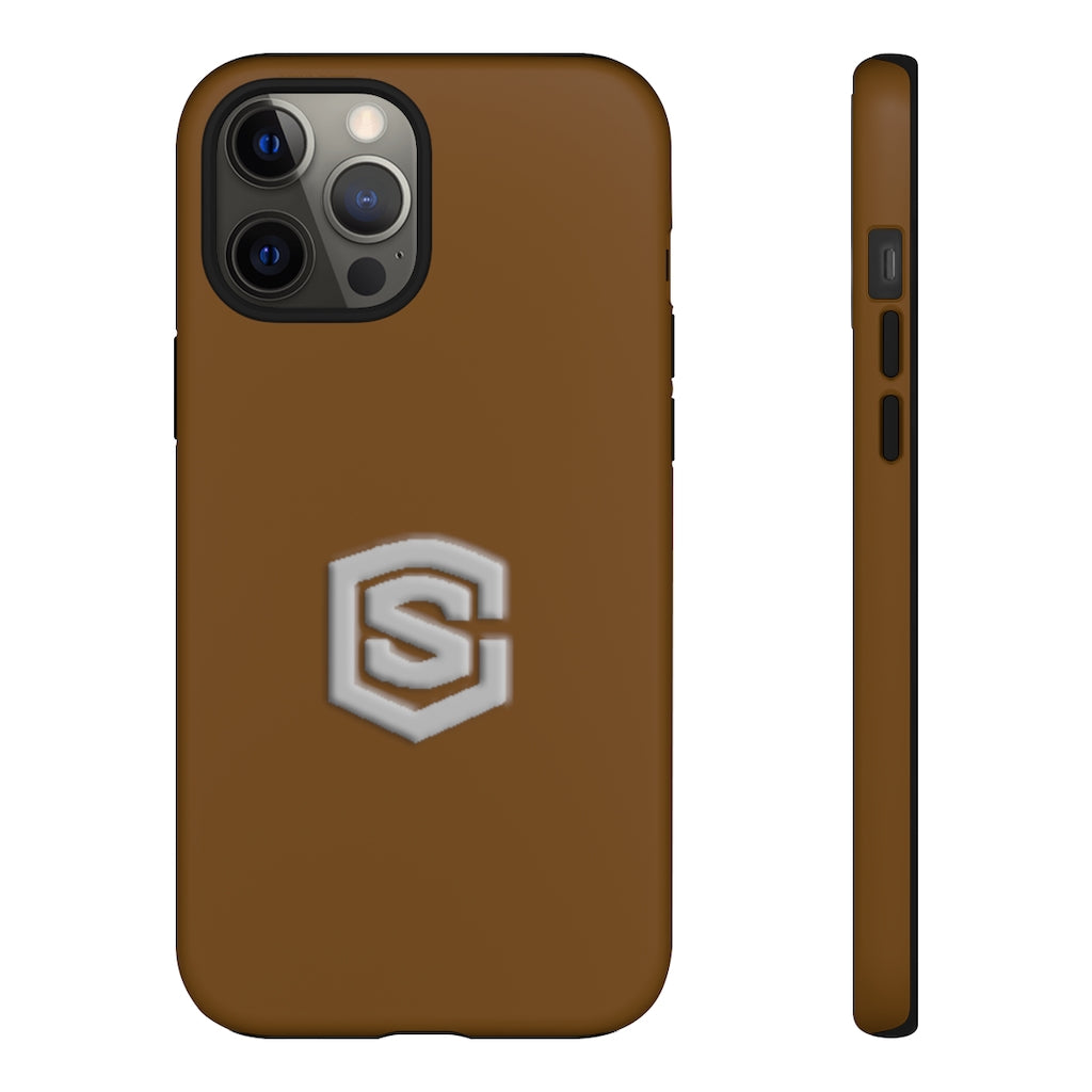 Brown Tough Cases Silver Logo