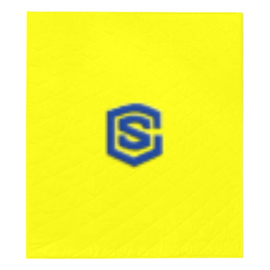 Yellow Quilt with Blue Logo Custom Quilt  70" x 80"