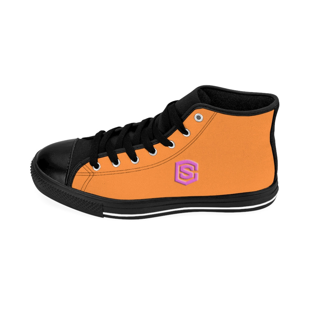 orange  Men's High-top Sneakers - pink logo
