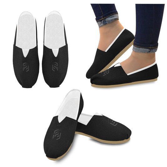 BLACK Casual Canvas Women's WITH BLACK LOGO Casual Canvas Women's Shoes (Model 004) (Designs are mirrored)