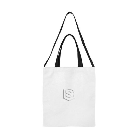 White All Over Print Canvas Tote Bag With White Logo All Over Print Canvas Tote Bag(Model1698)(Medium)