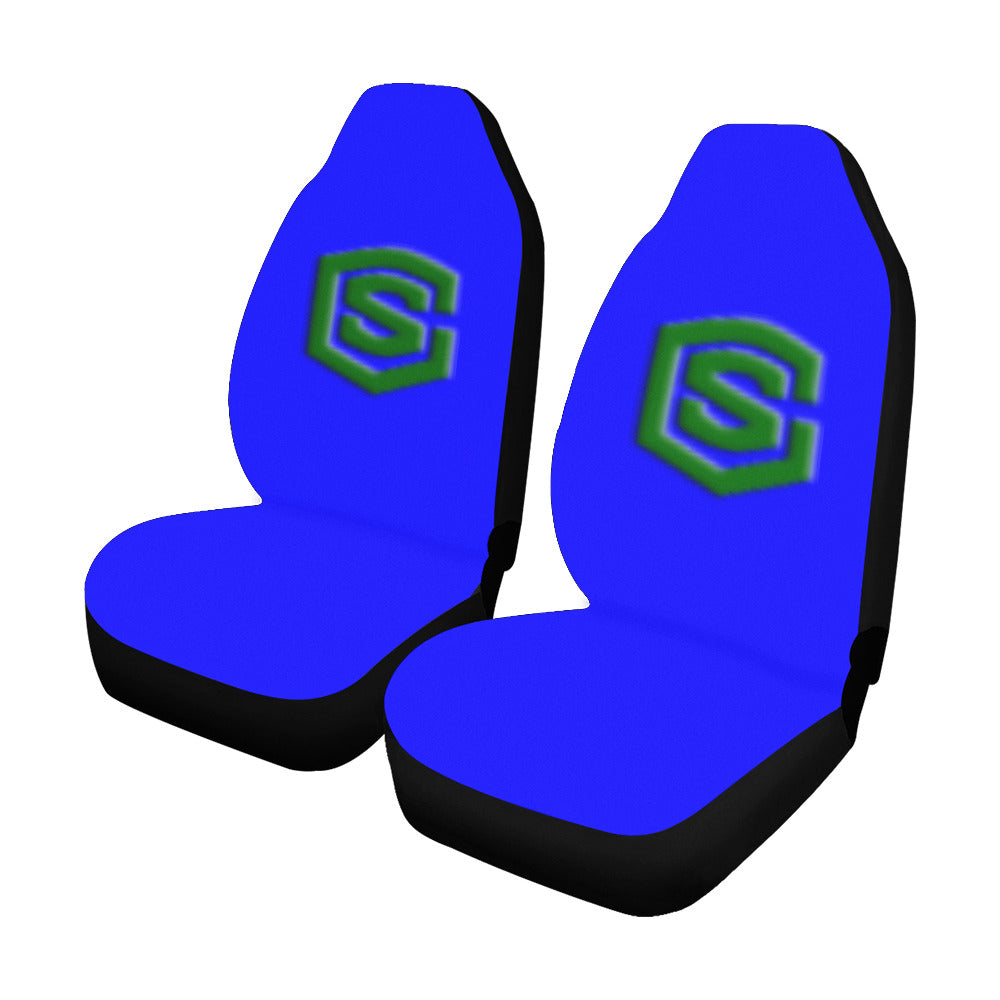 Blue Car Seat Covers Green Logo Car Seat Covers (Set of 2)