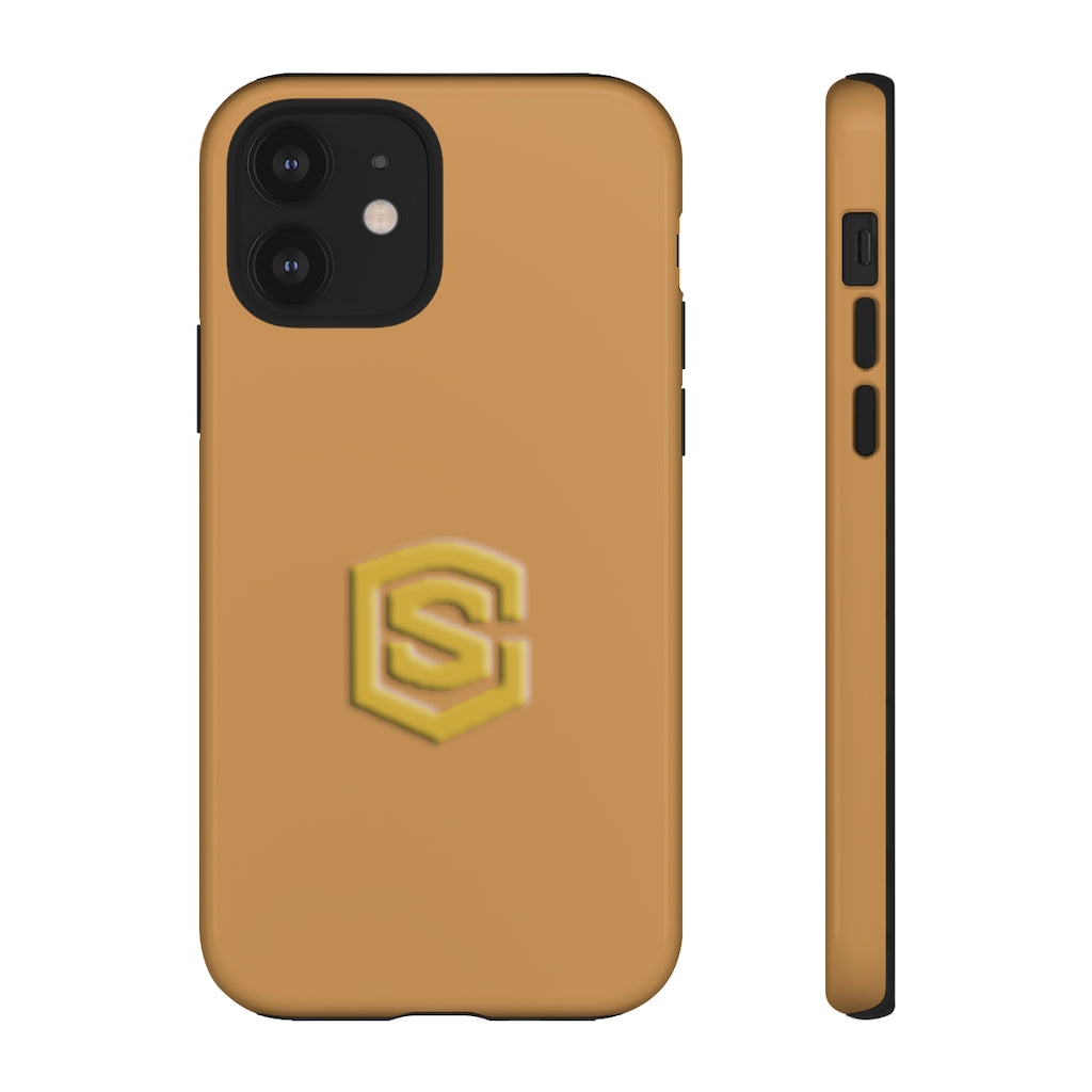 Light Brown Tough Cases Gold Logo