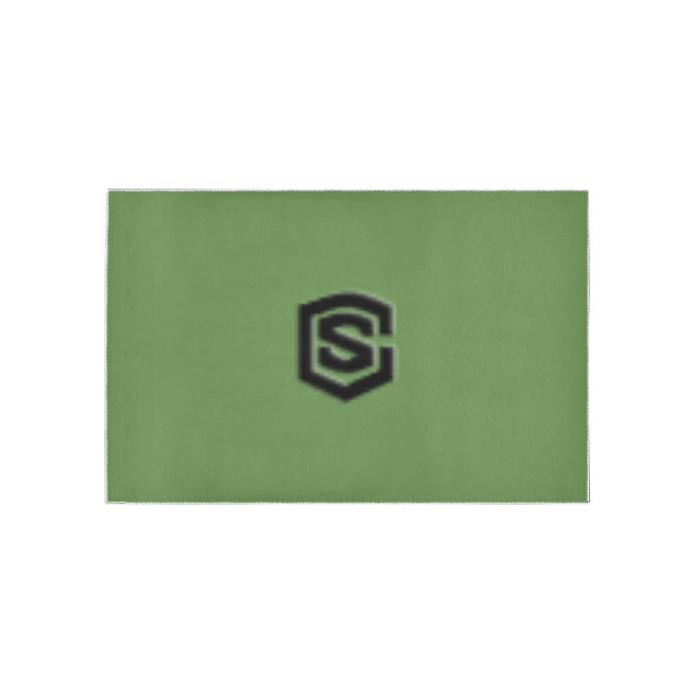 Green Area Rug Black Logo Area Rug 5' x 3.2'