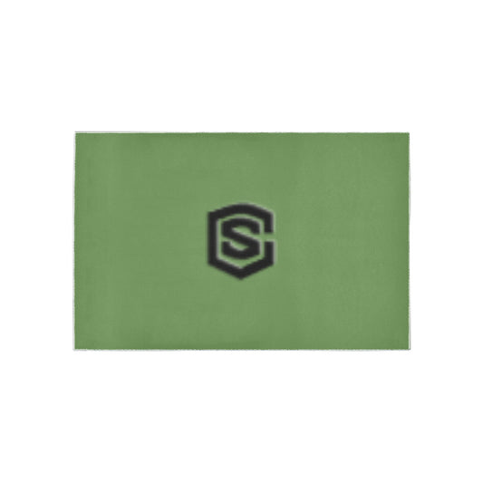 Green Area Rug Black Logo Area Rug 5' x 3.2'