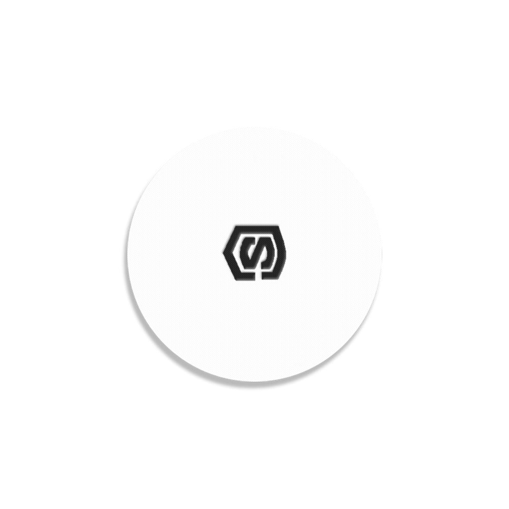 White Round Coaster with Black Logo Round Coaster