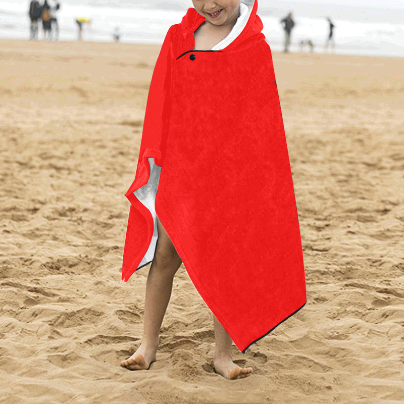 Red Kids' Hooded Bath Towels with Silver Logo Kids' Hooded Bath Towels