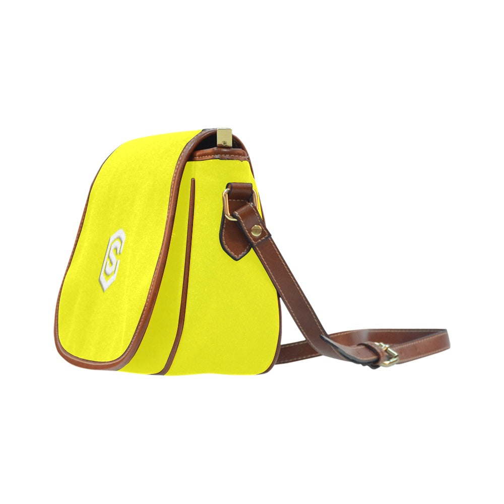 YELLOW Saddle Bag WITH WHITE LOGO Saddle Bag (Model 1649) (Small)