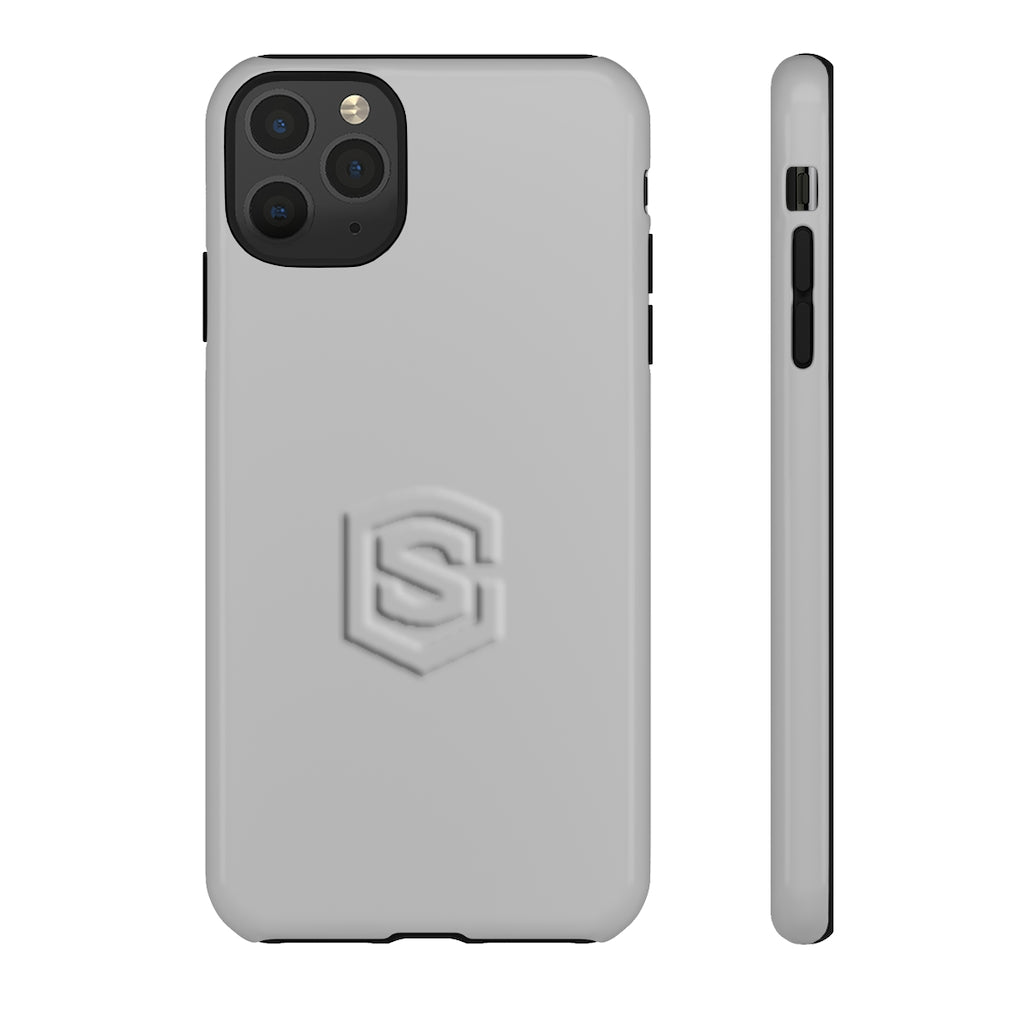 Grey Tough Cases Silver Logo