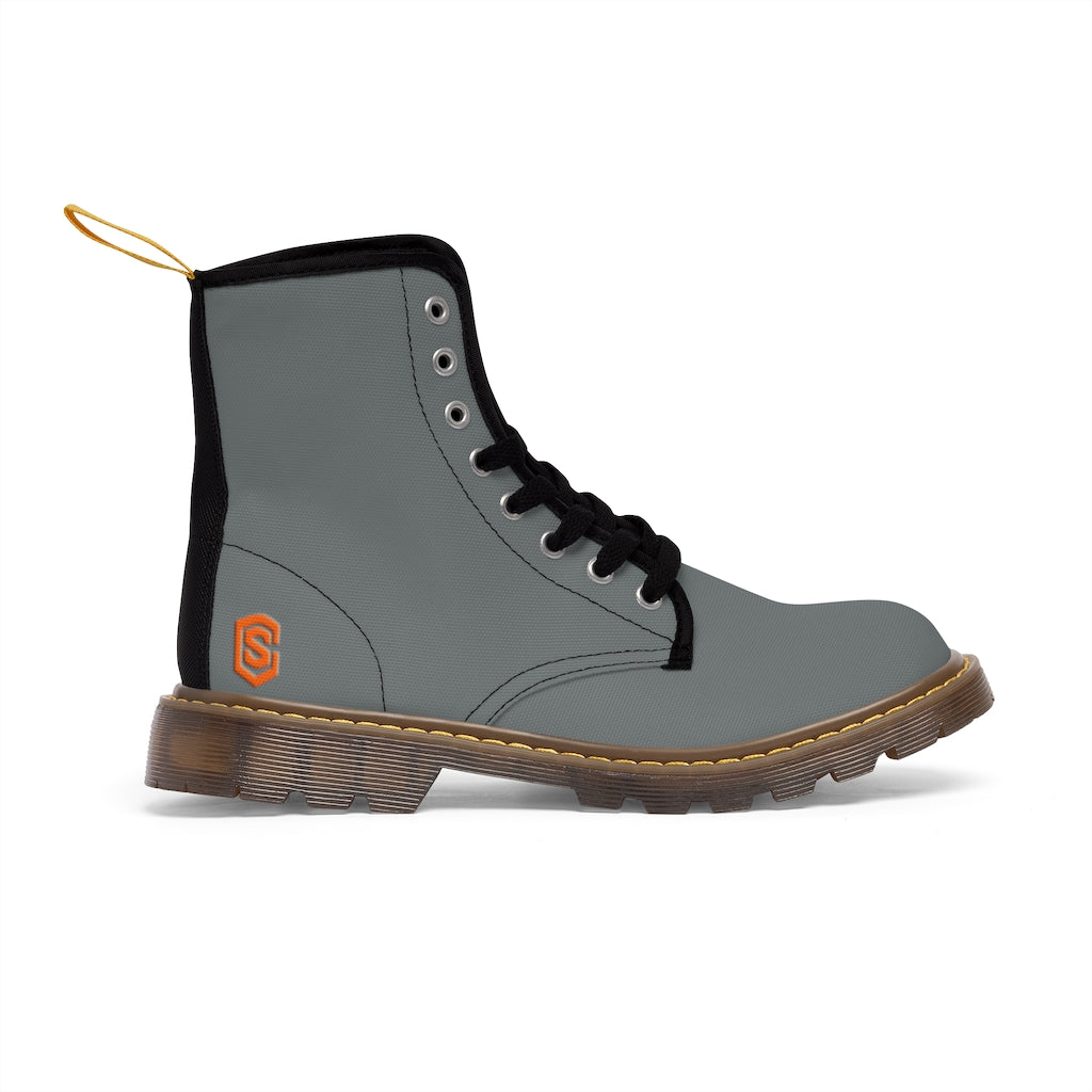 Grey Men's Canvas Boots Orange Logo