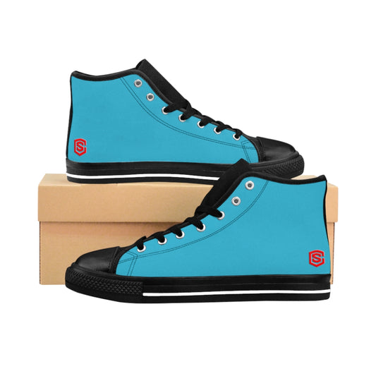 blue Women's High-top Sneakers Red logo