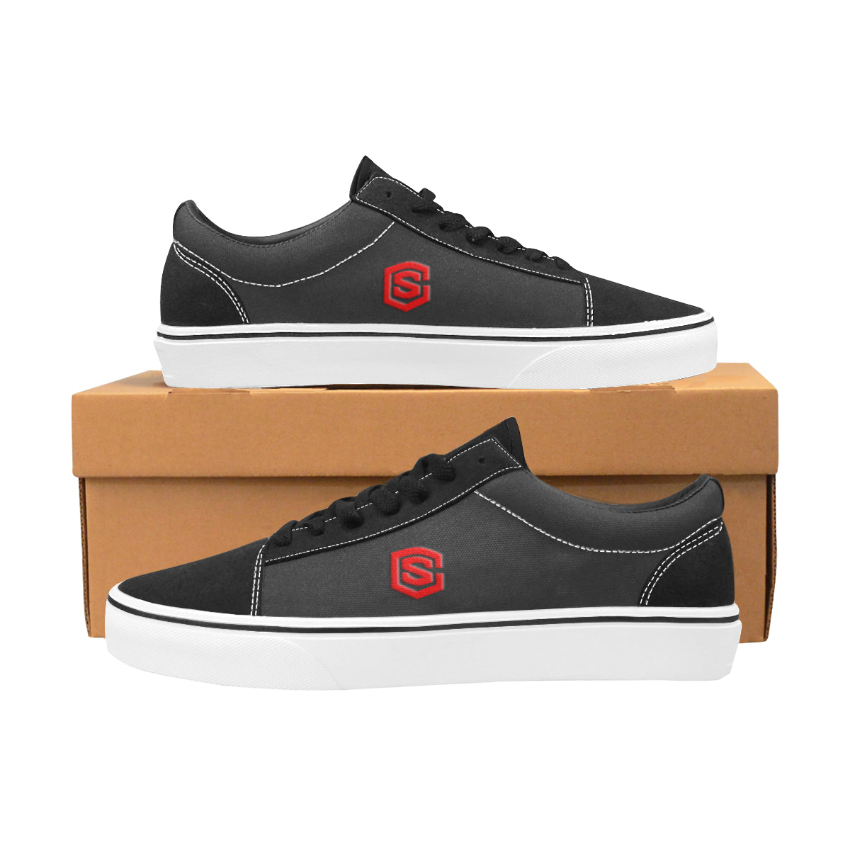 red logo Men's Low Top Skateboarding Shoes (Model E001-2)