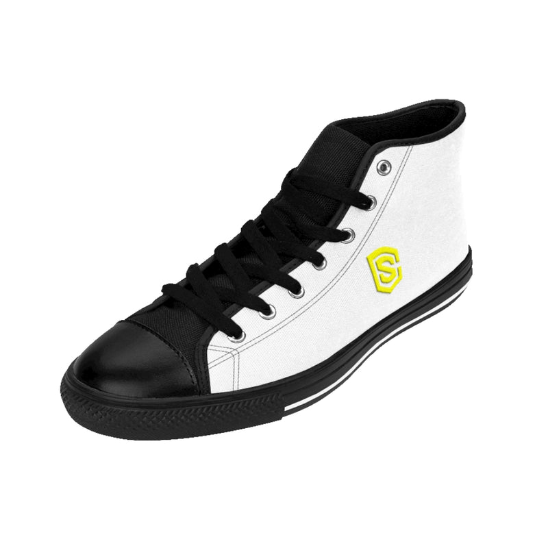 white Men's High-top Sneakers - yellow logo