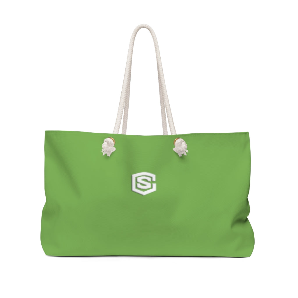 Green Weekender Bag White Logo
