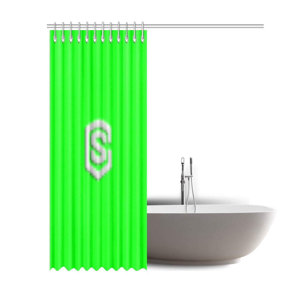 Green Shower Curtain 69"x84" with Silver Logo Shower Curtain 69"x84"