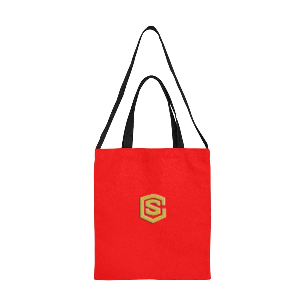Red All Over Print Canvas Tote Bag With Gold Logo All Over Print Canvas Tote Bag(Model1698)(Medium)