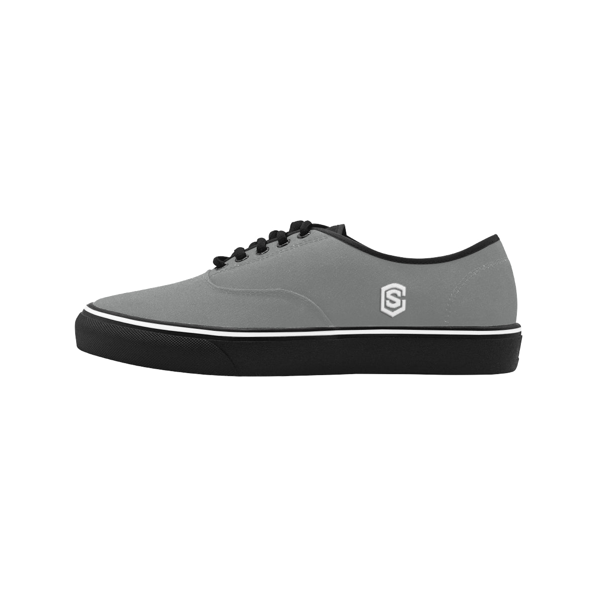white logo Classic Men's Canvas Low Top Shoes/Large (Model E001-4)