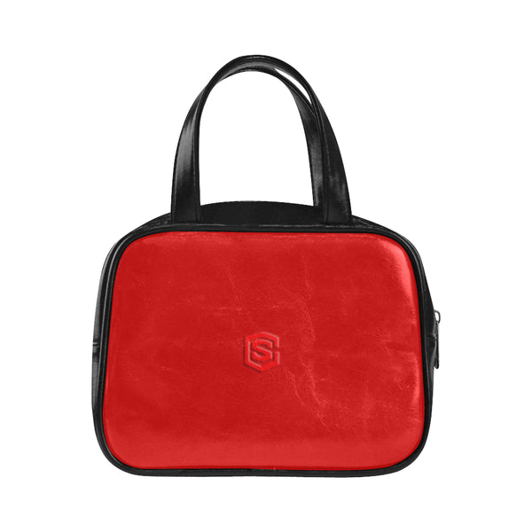 RED LEATHER TOP HANDLE HANDBAG red logo Leather Top Handle Handbag (Model 1662)