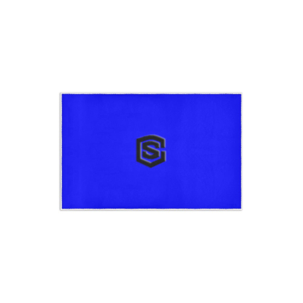 BLUE SMALL AREA RUG WITH BLACK LOGO Area Rug 2.6' x 1.7'