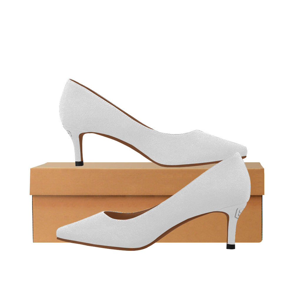 SILVER Women's Pointed Toe Low Heel Pumps  white logo Women's Pointed Toe Low Heel Pumps (Model 053)