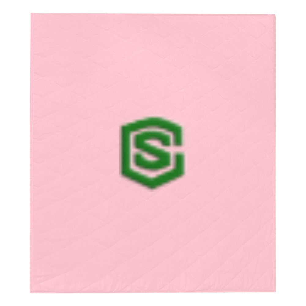 Pink Quilt with Green Logo Custom Quilt  70" x 80"