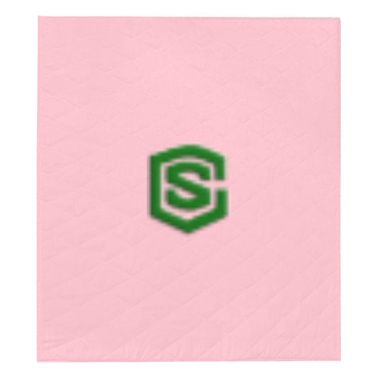 Pink Quilt with Green Logo Custom Quilt  70" x 80"