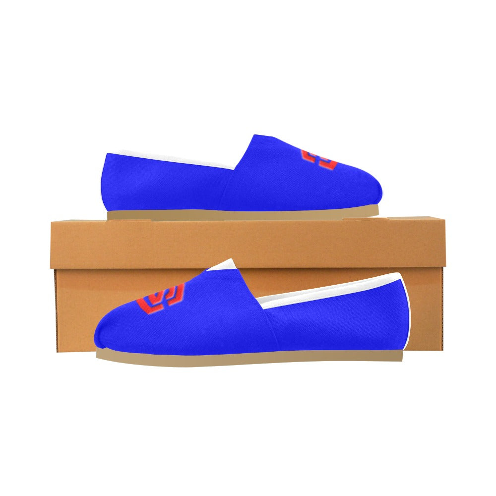 BLUE Casual Canvas Women's WITH RED  LOGO Casual Canvas Women's Shoes (Model 004) (Designs are mirrored)