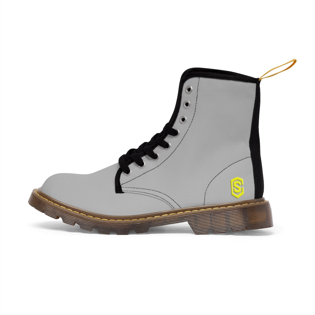Grey Men's Canvas Boots Yellow Logo