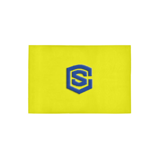 Yellow Door Mat with Blue Logo Doormat 24" x 16" (Sponge Material)