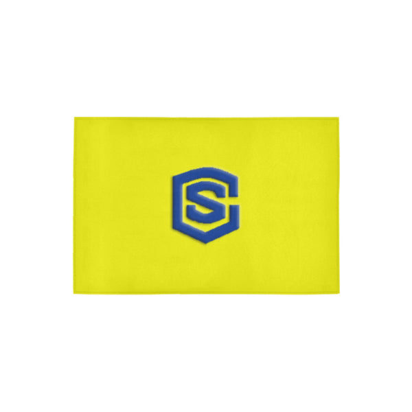 Yellow Door Mat with Blue Logo Doormat 24" x 16" (Sponge Material)