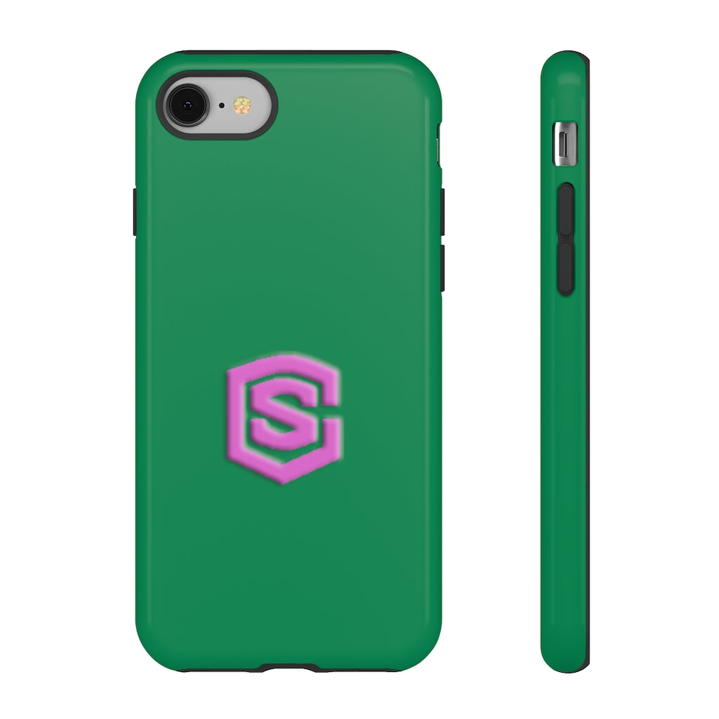 Green Tough Cases Pink Logo