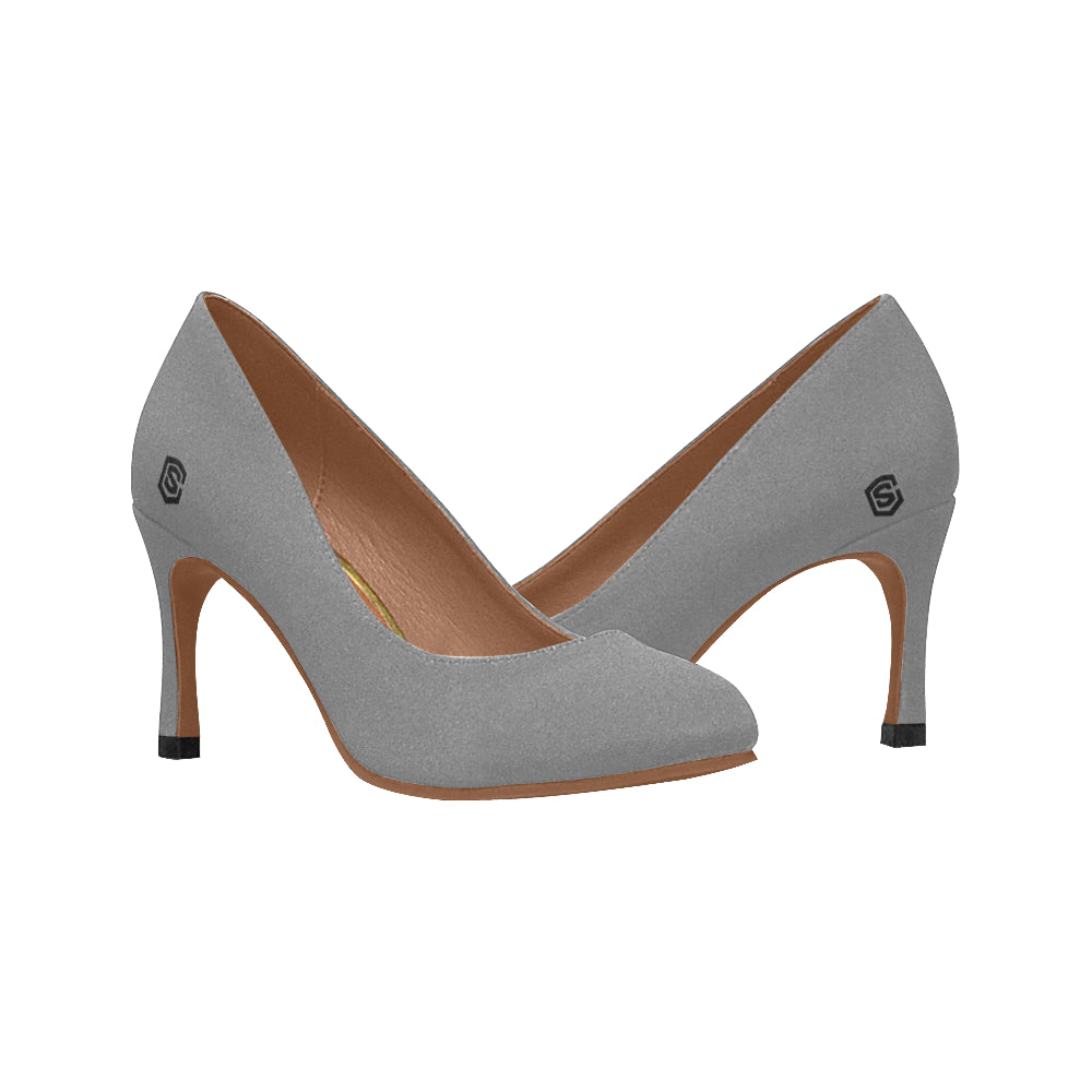 GRAY Women's High Heels black logo Women's High Heels (Model 048)